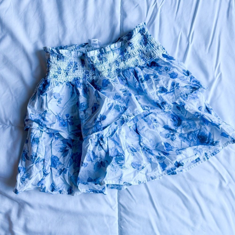 Art Class Blue and White Patterned Skirt